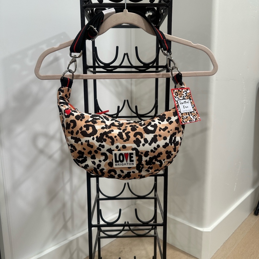 NWT Brighton Spotted Love Swing Bag Leopard Print Adjuster Strap Bag